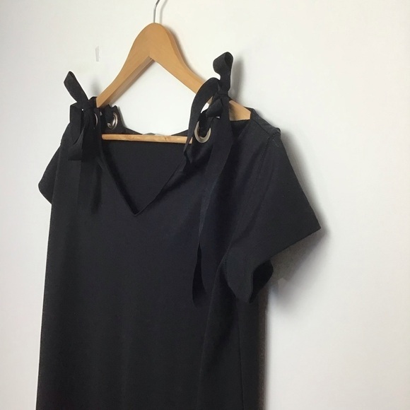 Uchuu Montreal Black Ribbon Tunic Oversized Cocktail Little Black Dress Size 1 - Picture 5 of 14